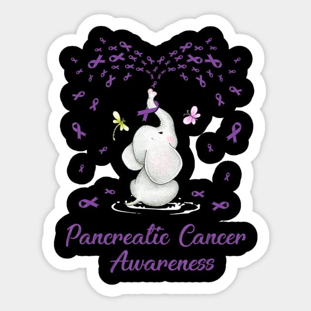 Elephant with Ribbon Pancreatic Cancer Awareness Sticker by LiFilimon